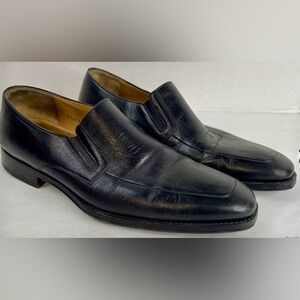 Magnanni Men's Black Leather Loafers 10 D Handcrafted Luxury Dress Shoes